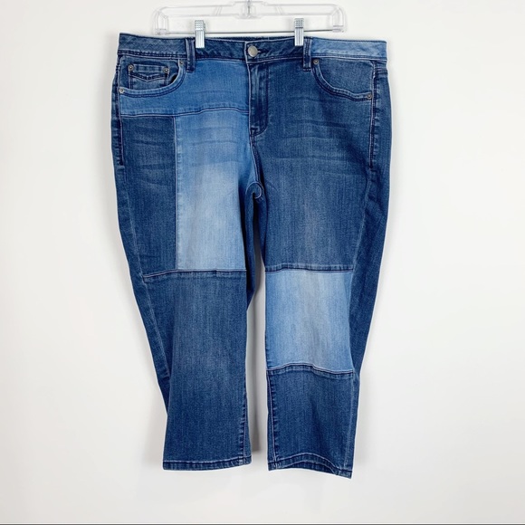 Lane Bryant Patchwork Capri Jeans Size 16 - Picture 2 of 9